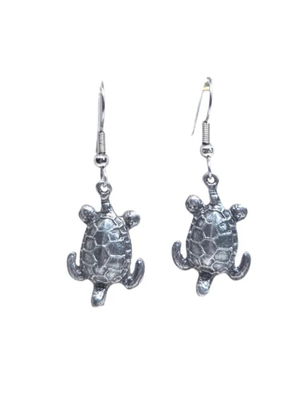 Vintage Silver Turtle Dangle Earrings